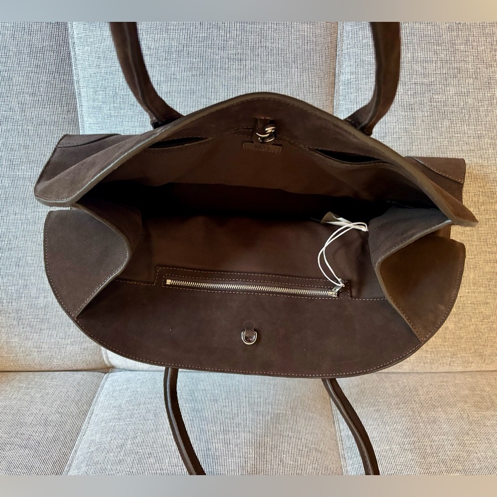 NWT COS Studio Bowling Bag Tote in Dark Brown Suede - Picture 6 of 11